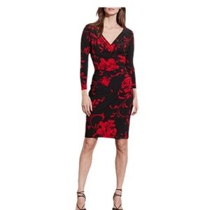 Ralph Lauren Wrap Dress- Black & Red Floral, Size 4